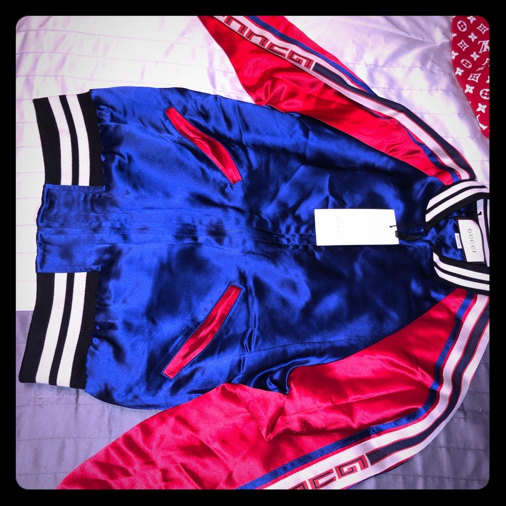 Gucci Stripe Reversible Acetate Bomber